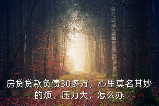 房貸貸款負(fù)債30多萬，心里莫名其妙的煩、壓力大，怎么辦