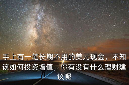 手上有一筆長期不用的美元現(xiàn)金，不知該如何投資增值，你有沒有什么理財建議呢