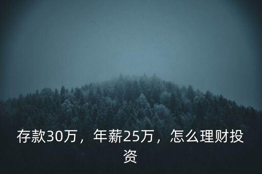 存款30萬，年薪25萬，怎么理財(cái)投資