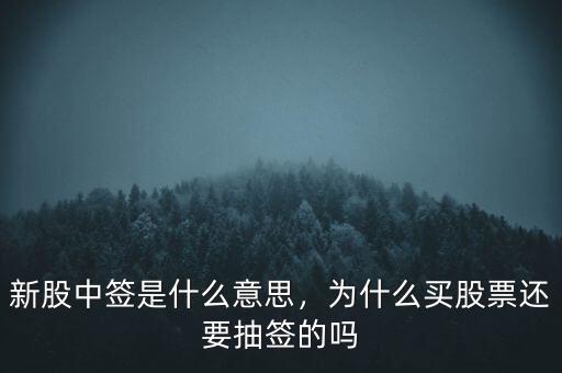 新股中簽是什么意思，為什么買股票還要抽簽的嗎