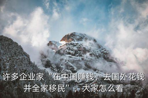 許多企業(yè)家“在中國賺錢，去國外花錢并全家移民”，大家怎么看