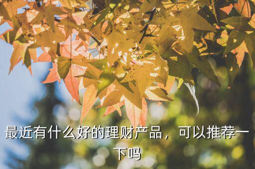 最近有什么好的理財(cái)產(chǎn)品，可以推薦一下嗎