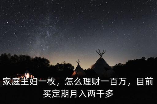 家庭主婦一枚，怎么理財(cái)一百萬(wàn)，目前買(mǎi)定期月入兩千多