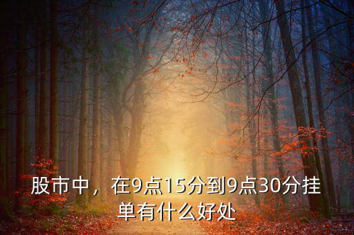 股市中，在9點(diǎn)15分到9點(diǎn)30分掛單有什么好處