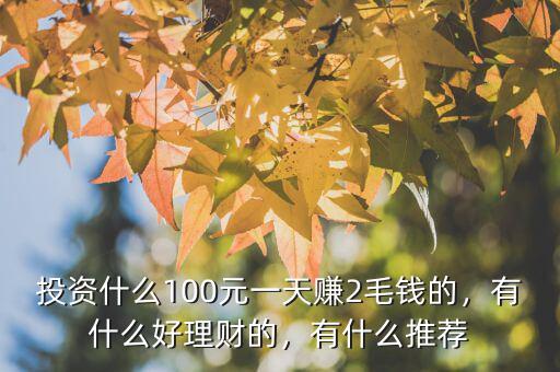 投資什么100元一天賺2毛錢的，有什么好理財(cái)?shù)模惺裁赐扑]