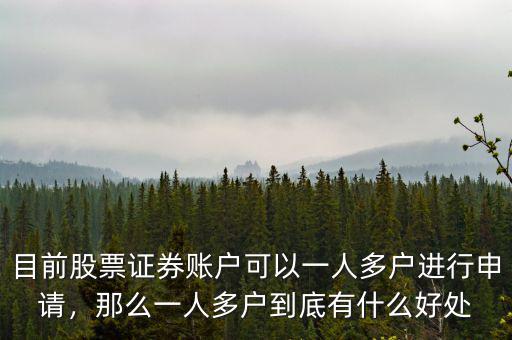 目前股票證券賬戶可以一人多戶進(jìn)行申請(qǐng)，那么一人多戶到底有什么好處