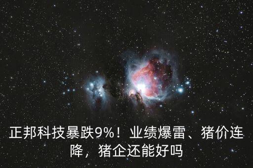 正邦科技暴跌9%！業(yè)績爆雷、豬價連降，豬企還能好嗎