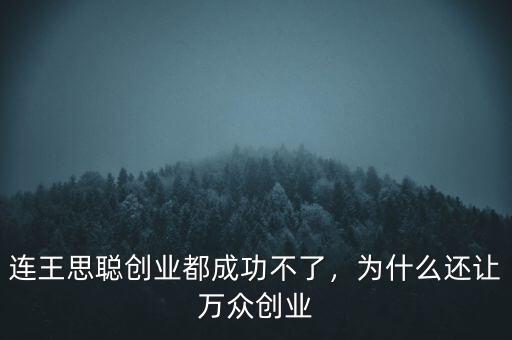 連王思聰創(chuàng)業(yè)都成功不了，為什么還讓萬(wàn)眾創(chuàng)業(yè)