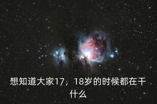 想知道大家17，18歲的時候都在干什么