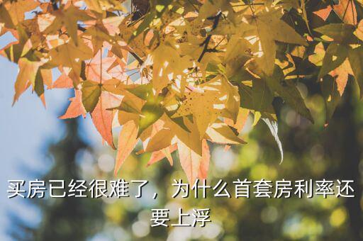 買(mǎi)房已經(jīng)很難了，為什么首套房利率還要上浮