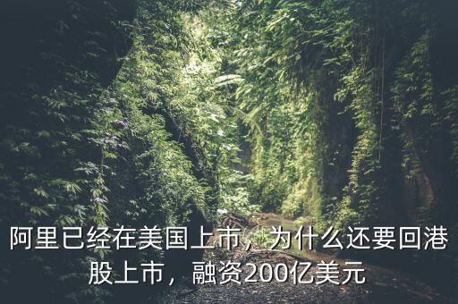 阿里已經(jīng)在美國上市，為什么還要回港股上市，融資200億美元