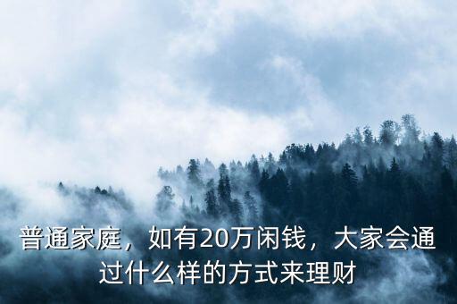 普通家庭，如有20萬閑錢，大家會(huì)通過什么樣的方式來理財(cái)