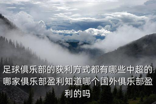 足球俱樂(lè)部的獲利方式都有哪些中超的哪家俱樂(lè)部盈利知道哪個(gè)國(guó)外俱樂(lè)部盈利的嗎