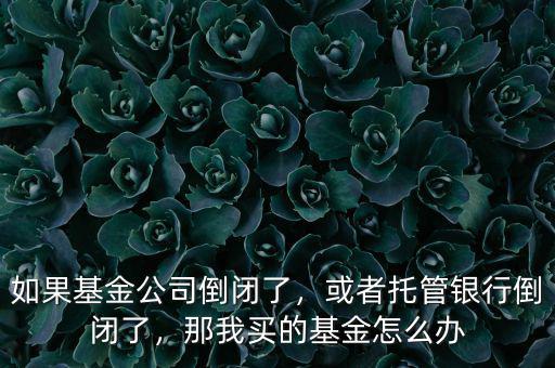 如果基金公司倒閉了，或者托管銀行倒閉了，那我買的基金怎么辦