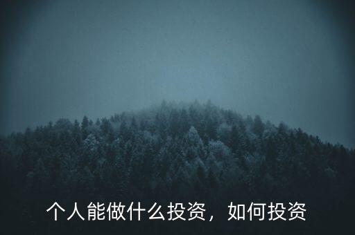 普通人怎么做投資,個人能做什么投資