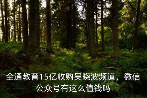 全通教育15億收購(gòu)吳曉波頻道，微信公眾號(hào)有這么值錢嗎