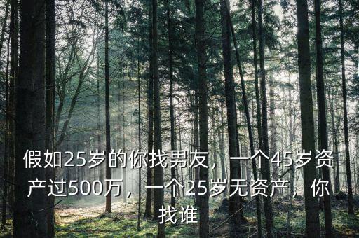 假如25歲的你找男友，一個(gè)45歲資產(chǎn)過500萬，一個(gè)25歲無資產(chǎn)，你找誰