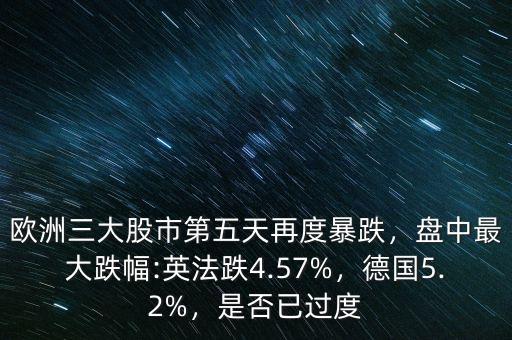 歐洲三大股市第五天再度暴跌，盤中最大跌幅:英法跌4.57%，德國5.2%，是否已過度