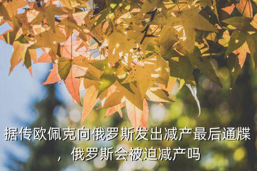 據(jù)傳歐佩克向俄羅斯發(fā)出減產(chǎn)最后通牒，俄羅斯會(huì)被迫減產(chǎn)嗎