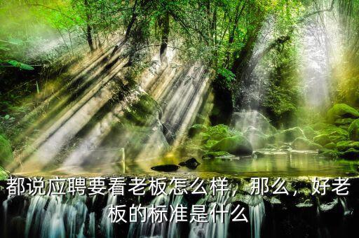 都說應(yīng)聘要看老板怎么樣，那么，好老板的標(biāo)準(zhǔn)是什么