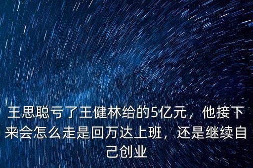 王建林給王思聰多少錢(qián),王思聰虧了王健林給的5億元