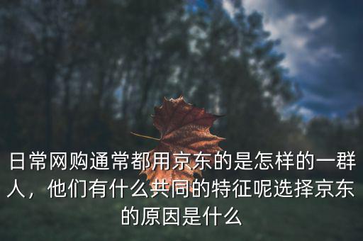 日常網(wǎng)購通常都用京東的是怎樣的一群人，他們有什么共同的特征呢選擇京東的原因是什么