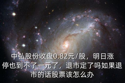 中弘股份收盤(pán)0.82元/股，明日漲停也到不了一元了，退市定了嗎如果退市的話股票該怎么辦