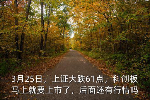 3月25日，上證大跌61點(diǎn)，科創(chuàng)板馬上就要上市了，后面還有行情嗎