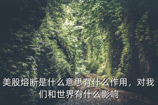 美股熔斷是什么意思有什么作用，對我們和世界有什么影響