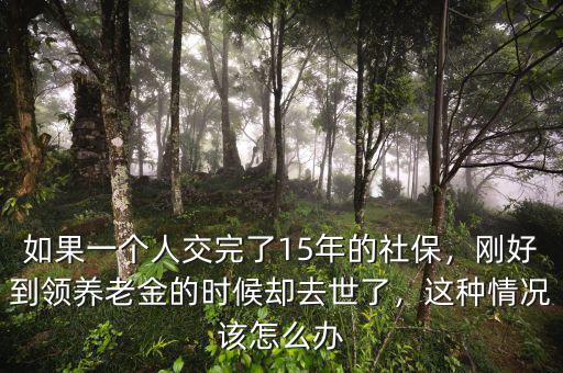 如果一個(gè)人交完了15年的社保，剛好到領(lǐng)養(yǎng)老金的時(shí)候卻去世了，這種情況該怎么辦