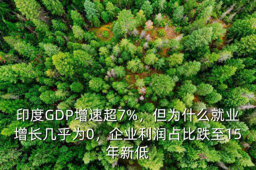 印度GDP增速超7%，但為什么就業(yè)增長幾乎為0，企業(yè)利潤占比跌至15年新低