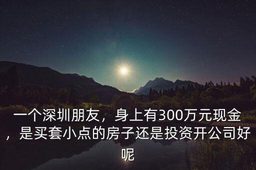 一個(gè)深圳朋友，身上有300萬(wàn)元現(xiàn)金，是買(mǎi)套小點(diǎn)的房子還是投資開(kāi)公司好呢