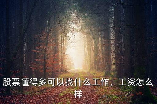 股票懂得多可以找什么工作，工資怎么樣