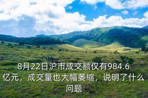 8月22日滬市成交額僅有984.6億元，成交量也大幅萎縮，說明了什么問題