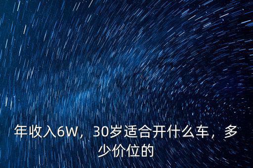 年收入6W，30歲適合開什么車，多少價位的