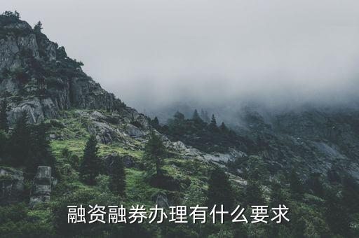 融資融券辦理有什么要求