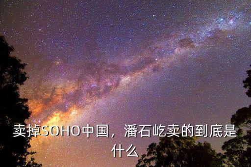 賣掉SOHO中國，潘石屹賣的到底是什么