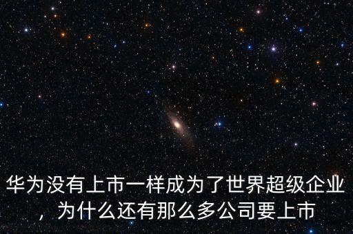 華為沒有上市一樣成為了世界超級企業(yè)，為什么還有那么多公司要上市