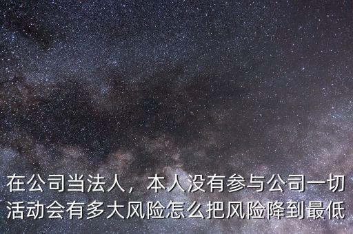 在公司當法人，本人沒有參與公司一切活動會有多大風險怎么把風險降到最低