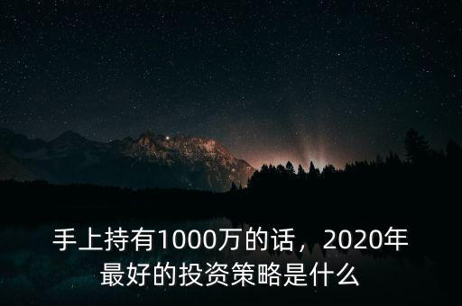 手上持有1000萬的話，2020年最好的投資策略是什么