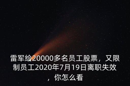 雷軍給20000多名員工股票，又限制員工2020年7月19日離職失效，你怎么看