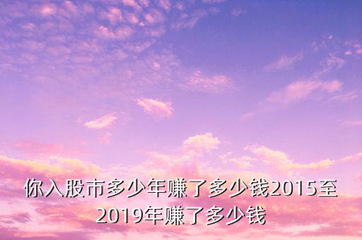 你入股市多少年賺了多少錢(qián)2015至2019年賺了多少錢(qián)