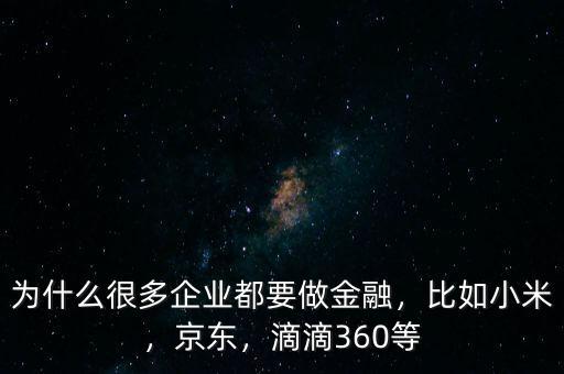 為什么很多企業(yè)都要做金融，比如小米，京東，滴滴360等