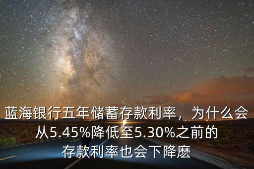 銀行的存款利率持續(xù)下降怎么回事,藍海銀行五年儲蓄存款利率