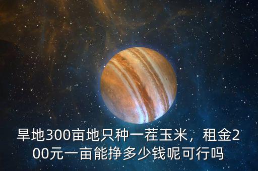 旱地300畝地只種一茬玉米，租金200元一畝能掙多少錢(qián)呢可行嗎