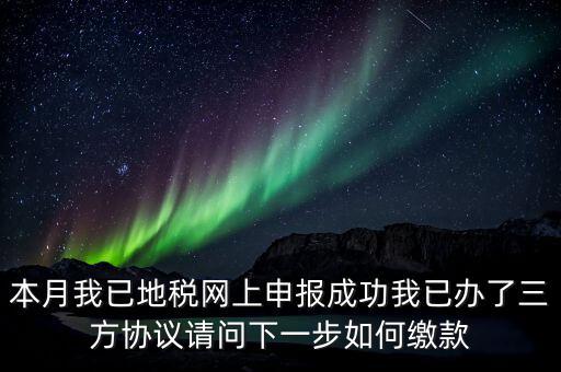 本月我已地稅網(wǎng)上申報(bào)成功我已辦了三方協(xié)議請問下一步如何繳款