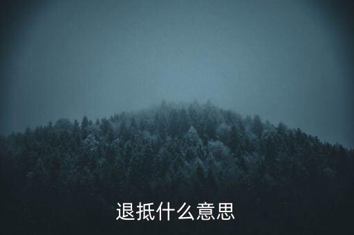 什么叫做退抵稅，退抵什么意思