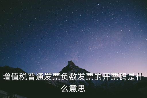 增值稅普通發(fā)票負數(shù)發(fā)票的開票碼是什么意思