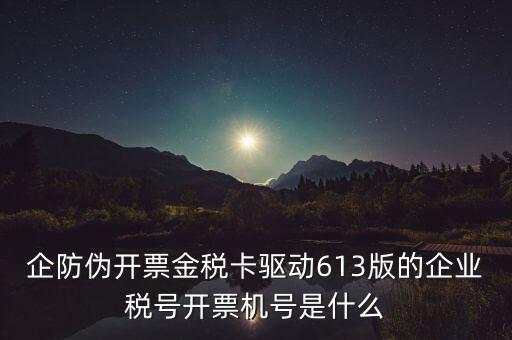 金稅盤企業(yè)稅號(hào)是什么，企防偽開票金稅卡驅(qū)動(dòng)613版的企業(yè)稅號(hào)開票機(jī)號(hào)是什么