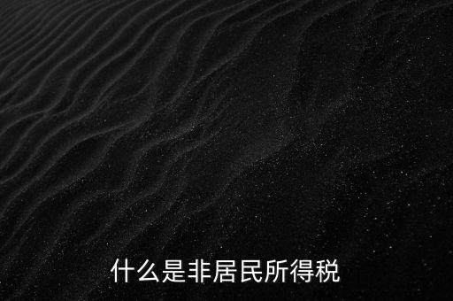 什么是非居民所得稅